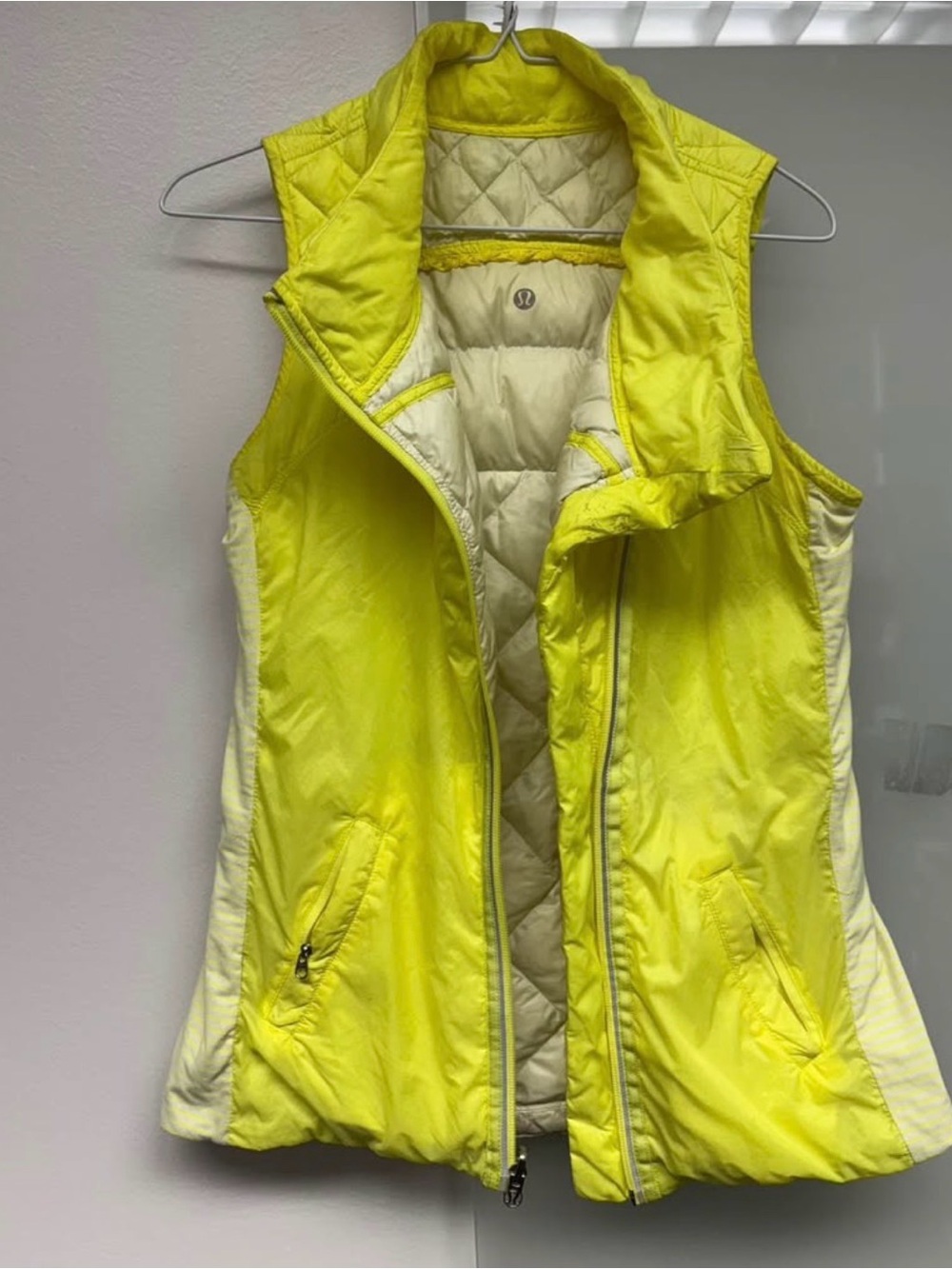 lululemon athletica Neon Yellow and Cream Quilted Active Vest